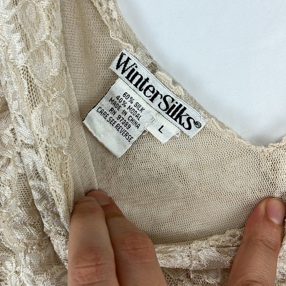 Winter Silk Cream Silk-Modal Lace Cami - Picture 4 of 8